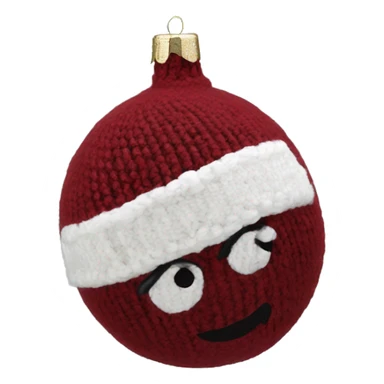 Wine red round knit Christmas ornament  sticker