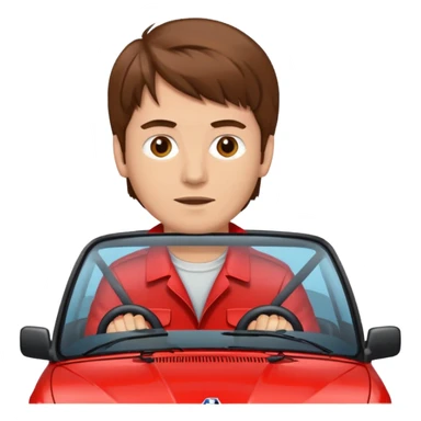 Guy with brown hair driving red BMW e30 sticker