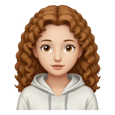 Una donna con una felpa semplice bianca,ha gli occhi marroni,i capelli marroni chiaro , c’è gli ha lunghi e ricci ma non troppo sticker