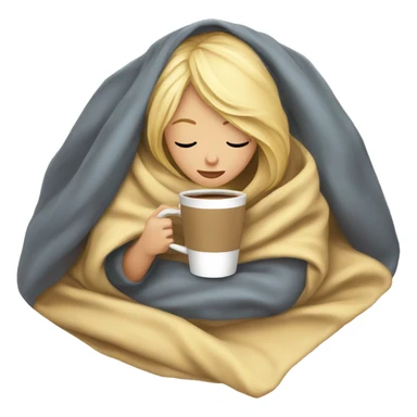 girl inside a blanket sipping coffee eyes closed blonde sticker