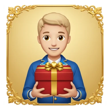 The smiling young man handed over his beautiful box. sticker