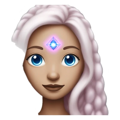 magical diva with thin pink andromedan skin long hair and blue eyes glowing third eye sticker