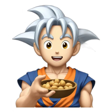 goku holding nuts sticker