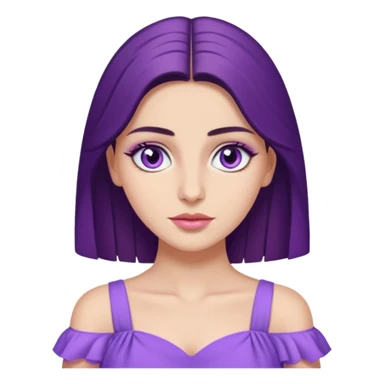 Hande Erçel as a character from game of thrones with lilac eyes and a purple dress. sticker
