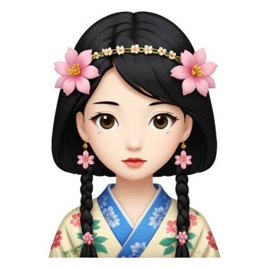 Japanese Princess with floral hairpin sticker