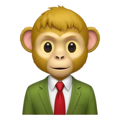 yellow monkey with green shirt,red tie sticker