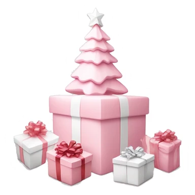 Light pink Christmas gifts under a white Christmas tree  sticker