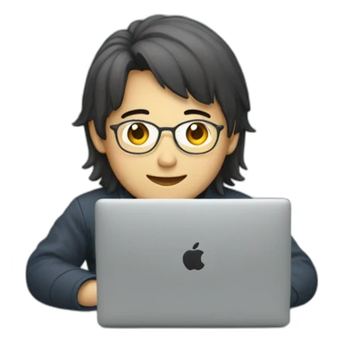 japanese software engineer with macbook sticker