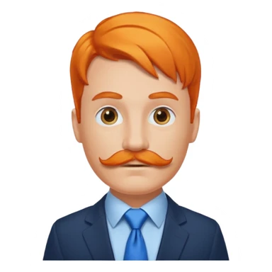 orange hair man with mustache & blue tie sticker