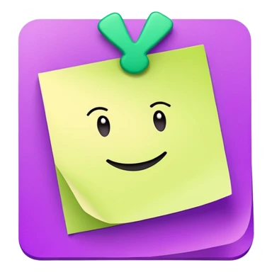 purple post-it note with green checkmark sticker