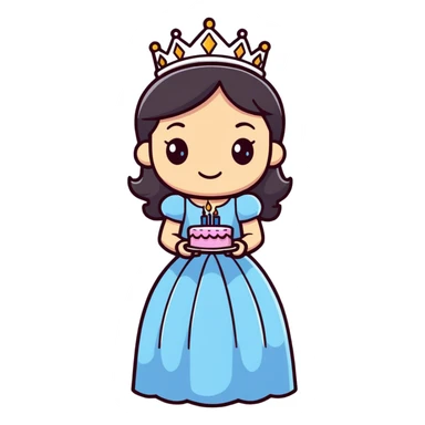Princess with a birthday cake sticker