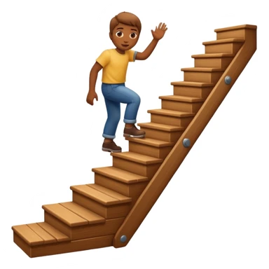 apple style emoji of a figure climbing a staircase sticker
