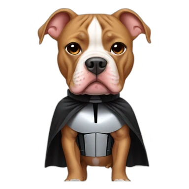 Tan pitbull wearing a Darth vader sticker