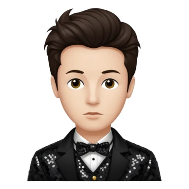 Arthur Rimbaud with dark brown hair, black sequin outfit  sticker