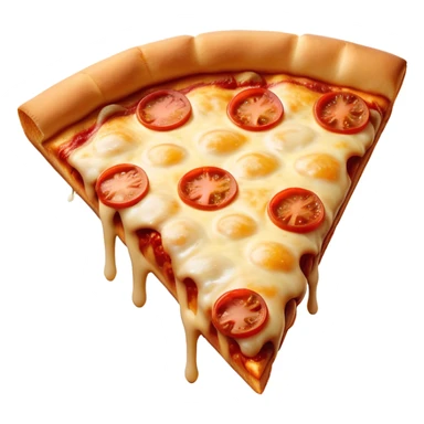Cinematic cheesy pizza slice, gooey melted cheese stretching as a bite is taken, crispy golden crust, rich tomato sauce, vibrant toppings, warm glowing background, inviting and delicious. sticker