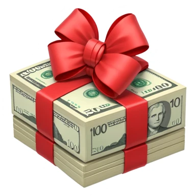 Australian $100 notes stacked together and wrapped in a bow sticker