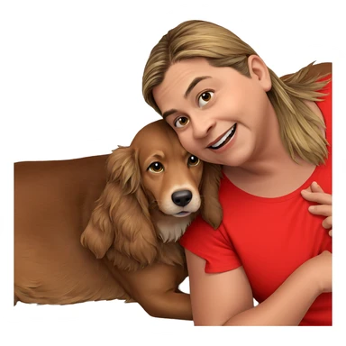 smiling boy with dog sticker