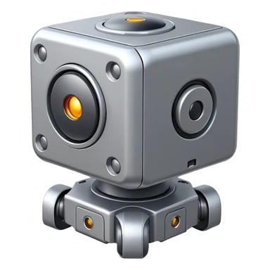 Cube-shaped reconnaissance robot with a rotating sensor on top sticker