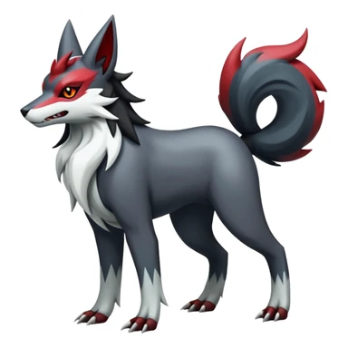 Shiny Exotic Excessive Mysterious Houndoom-Mightyena-Zorua-Zoroark-Zangoose-Pokémon-Fakémon-hybrid-creature (full body) sticker