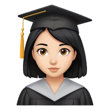 Girl who graduated, black hair, medium skin, brown eyes sticker