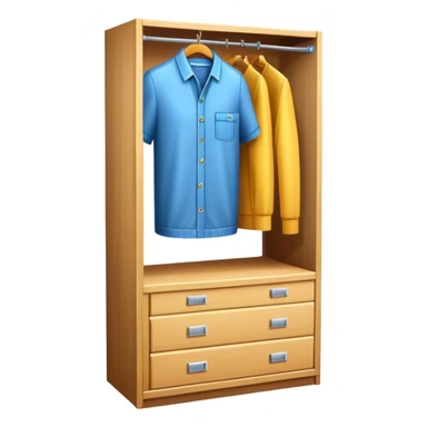 Professional emoji for Furniture Design: a close-up of a 3D wardrobe on top of a blueprint, with a measuring tape beside it. The icon should represent the detailed design and measurement process in furniture design. Transparent background. sticker