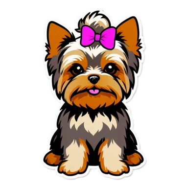 Yorkie with a pink T-shirt  sticker
