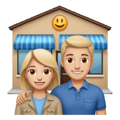  two characters + shop building sticker