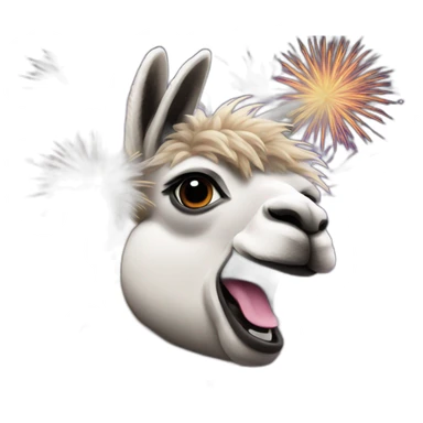 llama with fireworks exploding behind sticker
