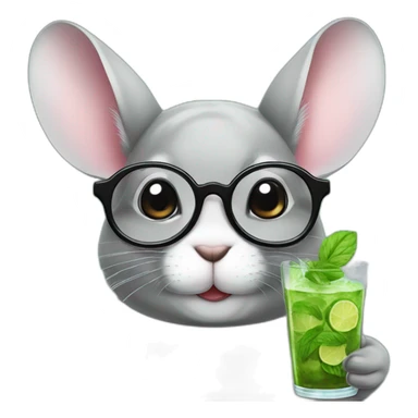 chinchilla with big glasses drinking mojito sticker