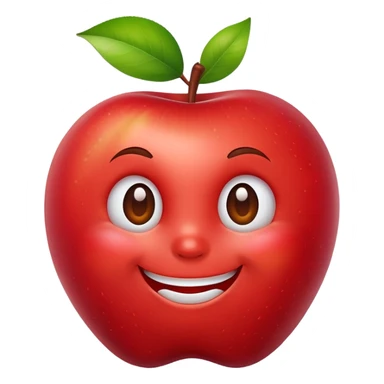 apple with smirking face sticker