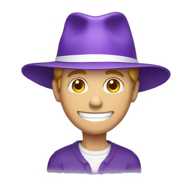 purple hat white guy smiling sticker