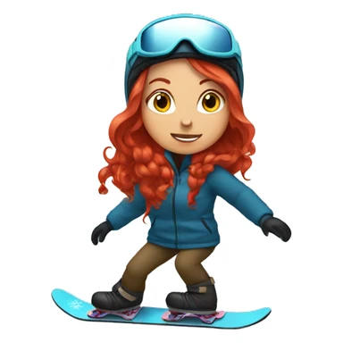 Woman with long red hair snowboarding sticker