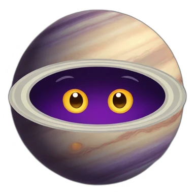 planet Saturn with a cartoon elderly face with big courageous eyes sticker