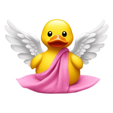 side view of yellow rubber duck with a pink bandana doing yoga while praying sticker