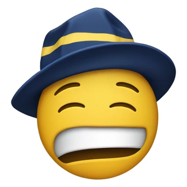 Crying face emoji wearing University of Michigan hat sticker
