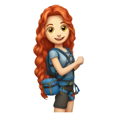 greek flag Female mountain climber long red hair climbing with Greek flag on backpack and holding Easter eggs basket sticker