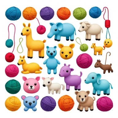 colorful yarn crochet toys and animals sticker