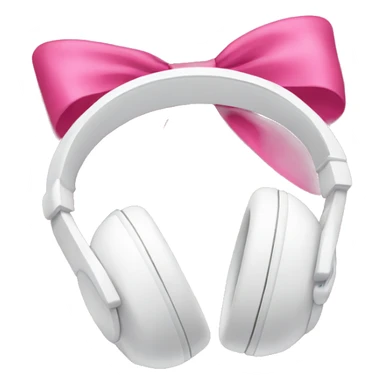 White headphones with pink bow sticker