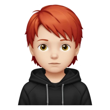 child with red hair and black hoodie sticker