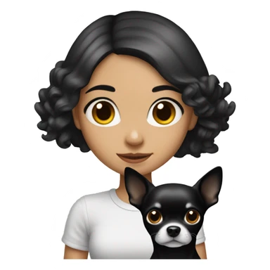 Girl with black hair with a Chihuahua dog￼.  sticker