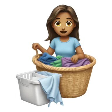 Girl doing laundry sticker