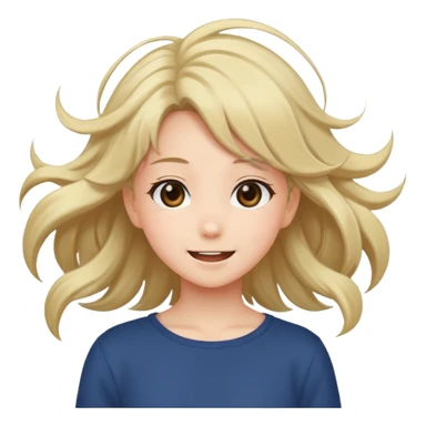 cute anime girl with blowing hair sticker