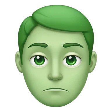 Green face half frown  sticker