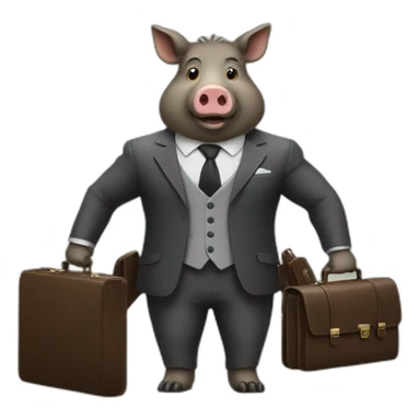 a business boar in a suit with a briefcase sticker