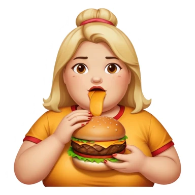 fat girl eating burger sticker