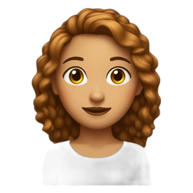 chica con pelo marrrón y largo, ojos marrones y lunares sticker