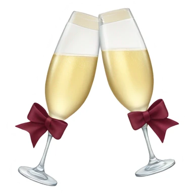 Two glasses of champagne cheering with burgundy bows sticker