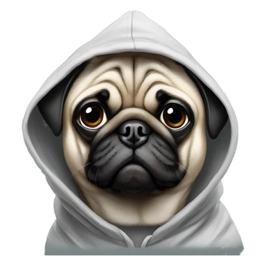 Pug wearing a hood portrait sticker