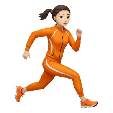 asian woman in orange sport suit running sticker