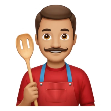 guy red apron smiling sticker